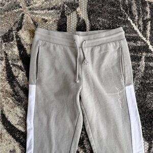 Mens Sweatpants size M Medium Gray White Tapered Casual Pull On Jack Jones